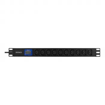 DELTACO Bluewalker PDU Powerwalker LC-16A 10xIEC C13 1U Rackmount Basic PDU, 16A, 2m kaabel