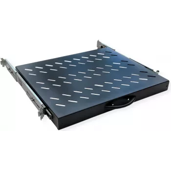 VALUE 19 inch väljatõmmatav riiul rackidele kuni 800 mm sügavuseni, 1U, 20 kg kandevõime, must