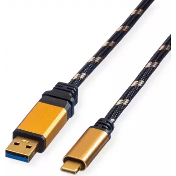 ROLINE GOLD USB 3.2 Gen 1 USB-A - USB-C kaabel, 1m, must, kullatud pistikutega