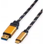 ROLINE GOLD USB 3.2 Gen 1 USB-A - USB-C kaabel, 1m, must, kullatud pistikutega