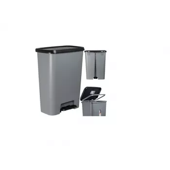 Curver Deco Bin 50L pedaaliga prügikast, tumehall korpus musta kaanega ja pedaaliga
