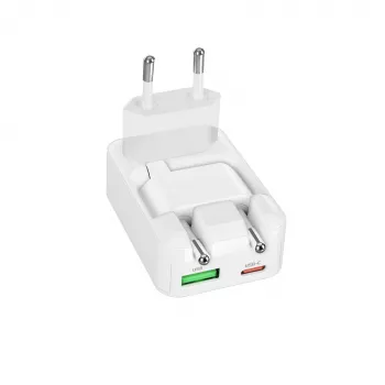 SBS TETRGANUSBTCFOLD20W 20W GaN USB-C kokkupandav seinahoidja, valge
