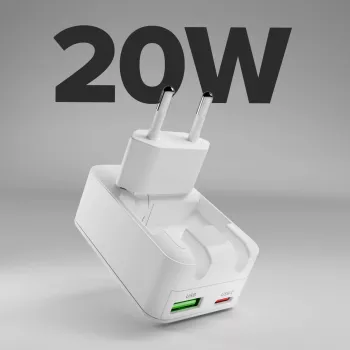 SBS TETRGANUSBTCFOLD20W 20W GaN USB-C kokkupandav seinahoidja, valge