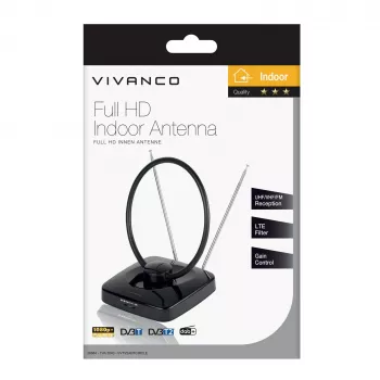 Vivanco VVTV2ANTCIRCLE toaantenn DVB-T/T2, DAB/DAB+ ja FM-raadio jaoks, must