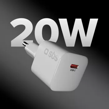 SBS 20W USB-C PD seinadapter - Valge