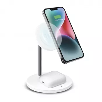 SBS TEWIRMAG2IN1 2-in-1 magnetiline juhtmevaba laadimisalus iPhone'ile ja Apple Watchile, 15W MagSafe Qi laadija, USB-C sisend, must