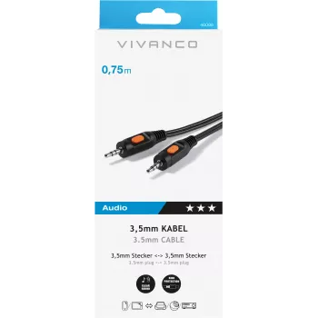 Vivanco heli kaabel 3.5 mm – 3.5 mm 0.75 m (VVAJACK07MMK)