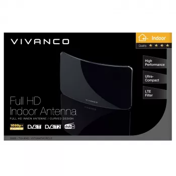 Vivanco VVTVANTMCIRCLE Siseteleskoop DVB-T/T2 antenn võimendusega 28 dB, LTE/4G/5G filter, DAB/DAB+ tugi, must