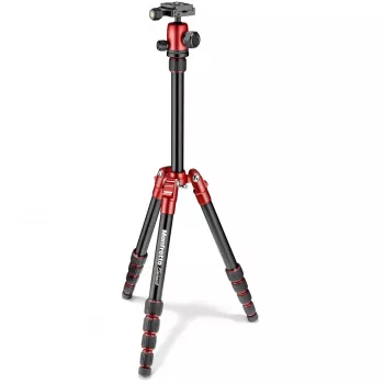 Manfrotto Element Traveller 5-jaoline alumiiniumist statiiv kuulpeaga, punane