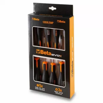 BETA 8-osaline pilu- ja ristpeaga kruvikeerajate komplekt 1203E/D8P