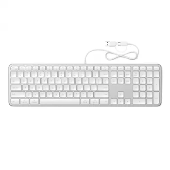 Satechi Slim LX3 juhtmega taustvalgustusega klaviatuur numbriklahvistikuga, USB-C/USB-A, Mac/Windows režiimi lüliti, hõbedane