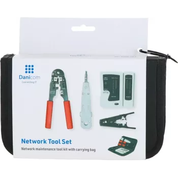 DSIT 9-osaline võrgu paigaldus- ja remonditööriistade komplekt RJ45 pressimistangide, kaablitestri, lööktööriista ja tõmblukuga kohvriga (DC-TOOLSET)