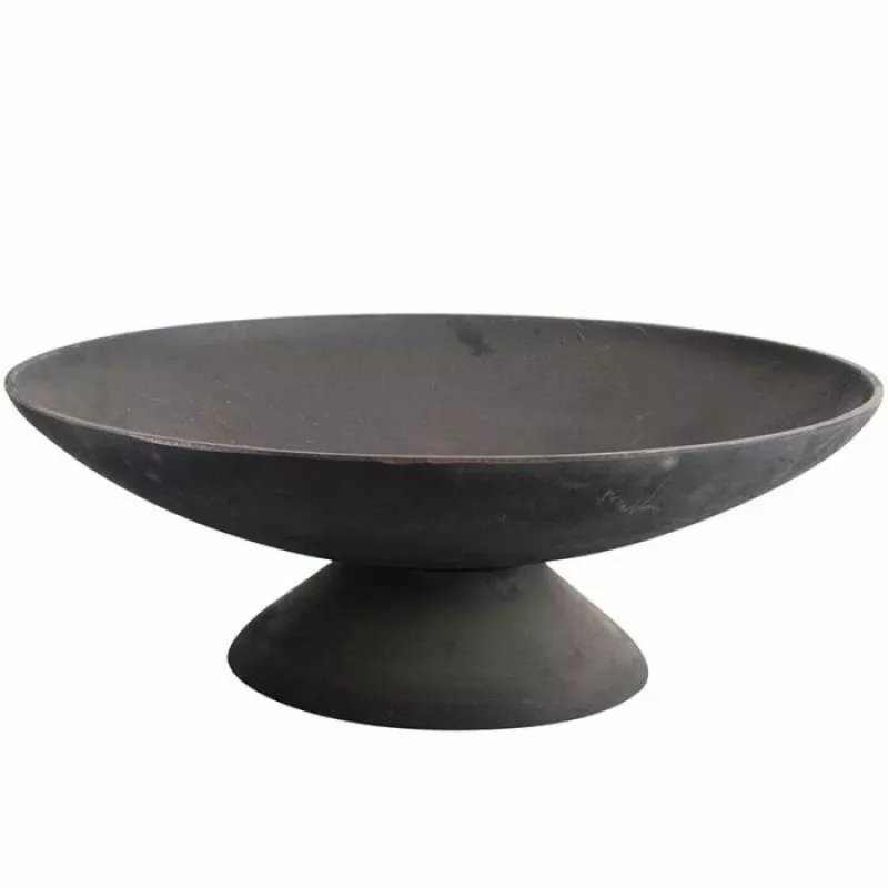 Fire Bowl L Malmist Õues asuv Lõkkeplaat, 60 cm Ümmargune, Puit- ja Süsi Põletamine, Must