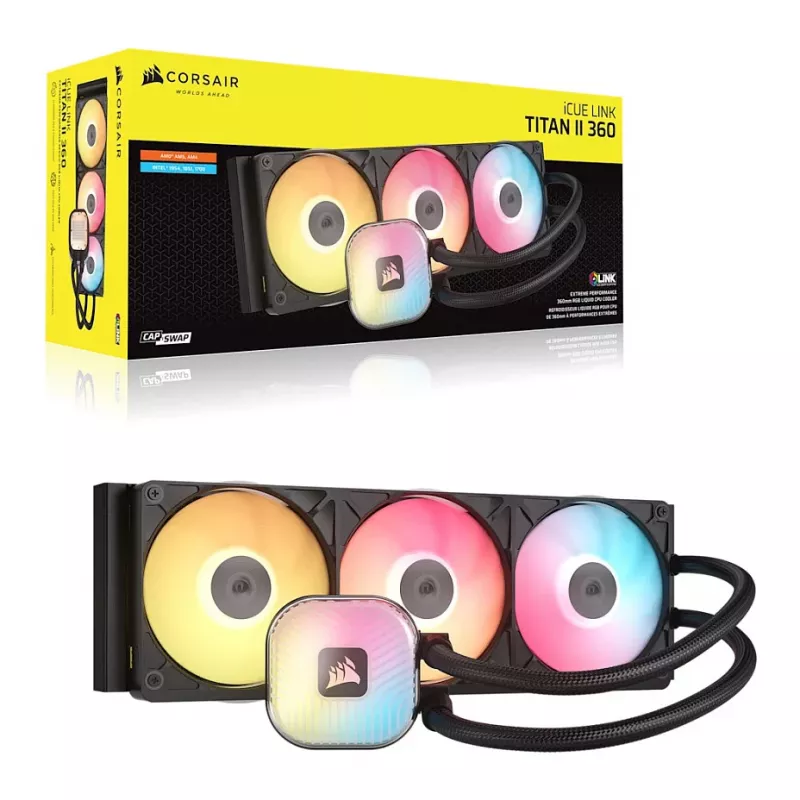 CORSAIR iCUE LINK TITAN II 360 RX RGB Must vedelik CPU jahuti