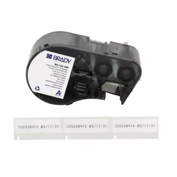 BRADY M4-124-490 B-488 Ultra-Aggressive Polüester Sildirull BMP41/BMP51/BMP53/M511 jaoks, Valge, 38,1mm x 4,87m