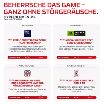 HP HyperX OMEN lauaarvuti GT18-0170ng - Intel Core Ultra 7 270K Plus, 32GB DDR5, 1TB SSD, NVIDIA GeForce RTX 5060 Ti 16GB, FreeDOS