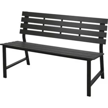 Terasaastmepingi 115x55x85 cm must pulbervärvitud välistingimustesse mõeldud pink seljatoe ja käetugedega, 2-kohaline, kandevõime 240 kg