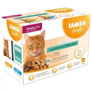 IAMS Delights Senior Land & Sea Collection in Gravy – märg kassitoit – 12x85g