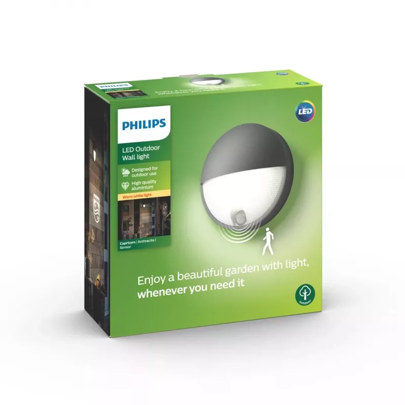 Philips Capricorn 1x6.5W LED seinavalgusti, antratsiit, IP44