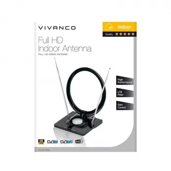 Vivanco VVTVANTSCIRCLE Siseteleskoop DVB-T2/DAB+ lamepaneelantenn 4G/5G filtriga, must
