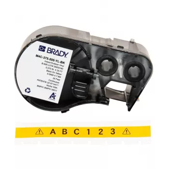 Brady M4C-375-595-YL-BK iselamineeruv vinüülsilt printeritele BMP41/BMP51/BMP53/M511, valge/läbipaistev, 25,4 mm x 50,8 mm, rull 6,4 m