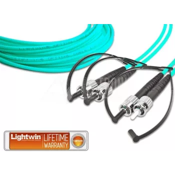 Lightwin kvaliteetne dupleks fiiberoptiline patch-kaabel, multimode OM3, ST-ST, 1m, LSZH Aqua