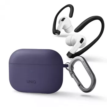 UNIQ Nexo silikoonist ümbris koos kõrvakonksudega Apple AirPods Pro 2. põlvkonna jaoks (2022/2023) - Fig Purple