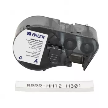 Brady M4C-250-7641 ise-lamineeruvad vinüüljuhtmesildid BMP51/BMP53 jaoks, 38,1 mm x 19,05 mm, valge/läbipaistev, 6,4 m rull