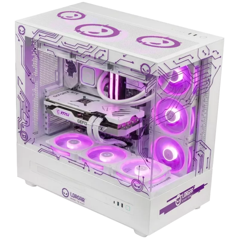 LORGAR PRO P401 mänguarvuti - AMD Ryzen 7 7800X3D, GeForce RTX 5070 Ti 16GB, 32GB DDR5 6400MHz, 2TB NVMe SSD, 850W PSU, 360mm AIO, valge, Windows 11 Home, 3-aastane garantii