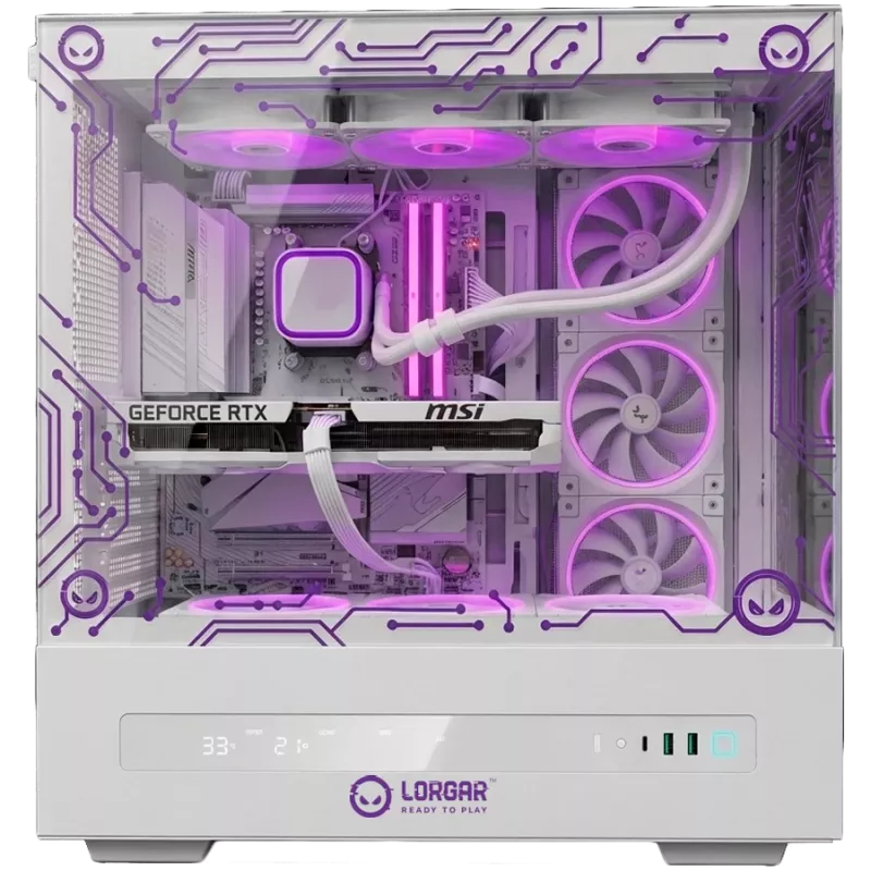 LORGAR PRO P401 mänguarvuti - AMD Ryzen 7 7800X3D, GeForce RTX 5070 Ti 16GB, 32GB DDR5 6400MHz, 2TB NVMe SSD, 850W PSU, 360mm AIO, valge, Windows 11 Home, 3-aastane garantii