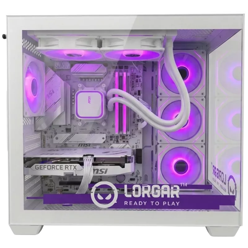 LORGAR ADVANCED A201 mänguarvuti - AMD Ryzen 5 7500F, GeForce RTX 5060 Ti 16GB, 32GB DDR5, 1TB NVMe SSD, 750W PSU, valge