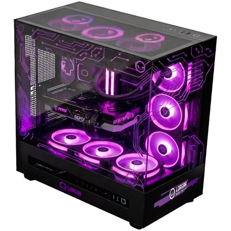 LORGAR PRO P401 mänguarvuti - AMD Ryzen 7 7800X3D, NVIDIA GeForce RTX 5070 Ti 16GB, 32GB DDR5 6400MHz, 2TB NVMe SSD, 850W PSU, 360mm AIO, must, 3-aastane garantii