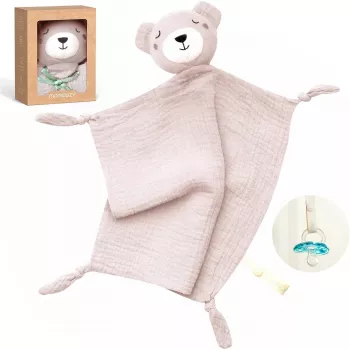 Momcozy Cotton Cuddly Bear Plüššmänguasi imikutele, roosa