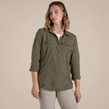 Craghoppers Naiste NosiLife Adventure Pikkade Varrukatega Särk III - Wild Olive - XL