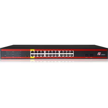 GETFORT GF-124-24PG-2S-400 24-pordiline Gigabit PoE+ lüliti 2 SFP üleslingiga, 400W eelarve, riiulisse paigaldatav