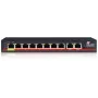 GETFORT GF-110D-8P-120 10 pordiga PoE+ lüliti, 8 PoE-porti ja 2 üleslingiporti, 120W eelarve, haldamata, laua-/seinakinnitus