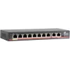 GETFORT GF-110D-8P-120 10 pordiga PoE+ lüliti, 8 PoE-porti ja 2 üleslingiporti, 120W eelarve, haldamata, laua-/seinakinnitus