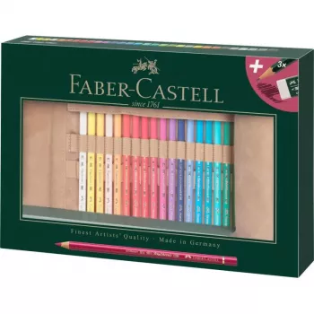 Faber-Castell Polychromos Multivärviline 34-osa kunstnike värvipiliatsite komplekt koos PITT Artist Pens ja pintsliga
