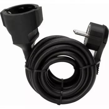KOPP 143705086 pikenduskaabel, maandatud lapikpistik Schuko pesaga, 5 m, must