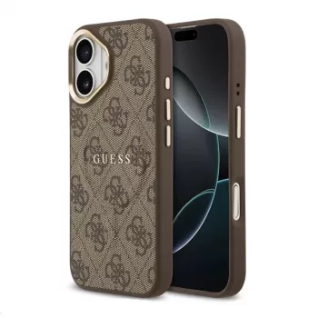 Guess Apple iPhone 17 PU-nahast 4G kuldse raamiga MagSafe ümbris pruun