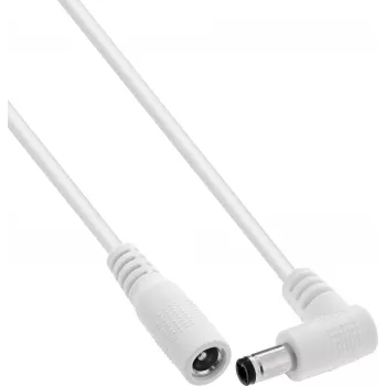 InLine® alalisvoolu pikenduskaabel, täisnurkse pistikuga, 5,5 x 2,1 mm, valge, 2 m