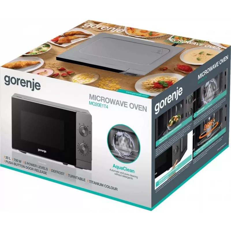 Gorenje MO20E1T4 Vabaltseisev ainumikrolaineahi, 20 L, 800 W, elektrooniline juhtimine, hõbedane