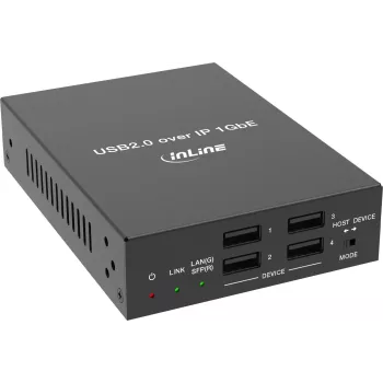 InLine® USB 2.0 Host/Seadme pikendaja IP kaudu, üks seade, RJ45 / SFP