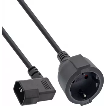 InLine® toiteadapteri kaabel, IEC C14 keermestatud pistik maandatud pistikupessa, 3m, must