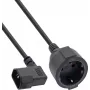 InLine® toiteadapteri kaabel, IEC C14 keermestatud pistik maandatud pistikupessa, 3m, must