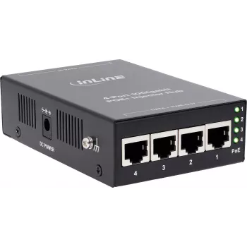 InLine 32304H 4-pordiline PoE+ 10Gigabit injektorhub, metall, ventilaatorita, 120W eelarve