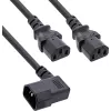 InLine® toite-Y-kaabel, külmseadmed, 1x IEC-C14 nurkalliga 2x IEC-C13, 1.8m