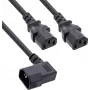 InLine® toite-Y-kaabel, külmseadmed, 1x IEC-C14 nurkalliga 2x IEC-C13, 1.8m