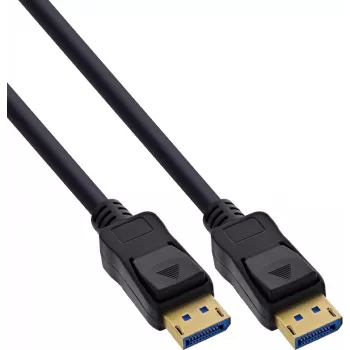 InLine® DisplayPort 2.1 kaabel UHBR20 80 Gb/s, must, kullatud kontaktidega, 0,5 m