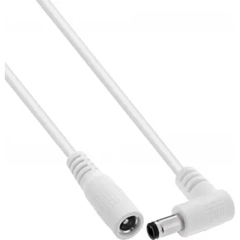 InLine® DC-pikenduskaabel, täisnurkse pistikuga, 5,5 x 2,5 mm, valge, 1 m